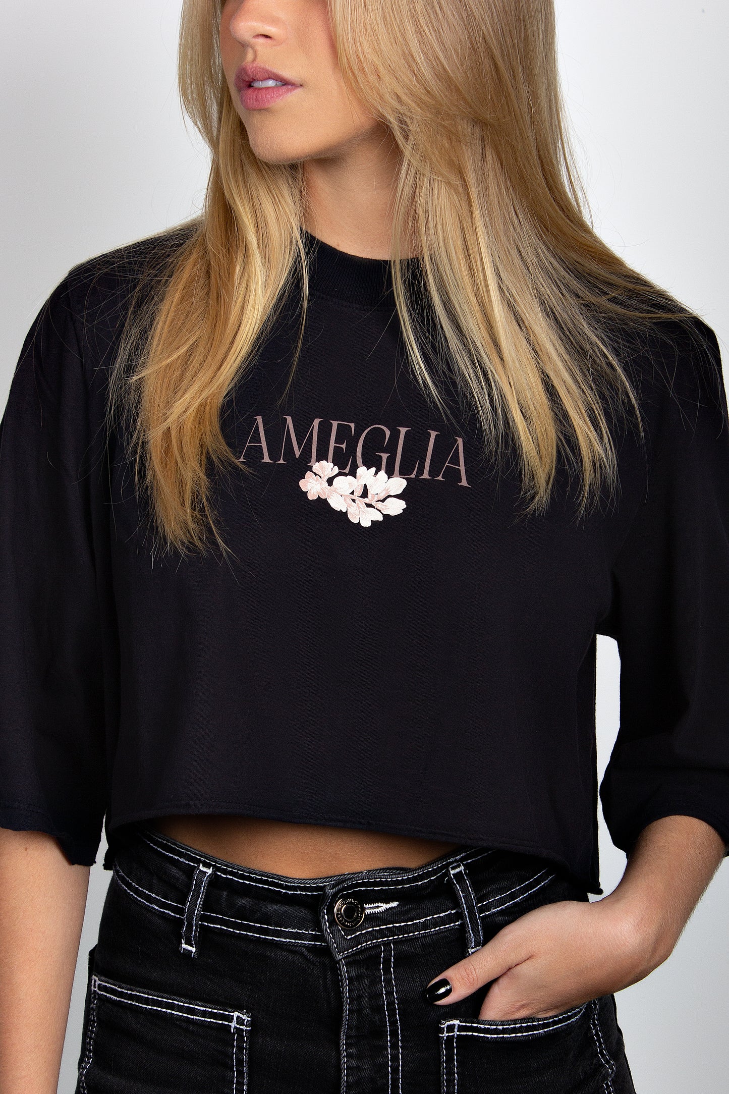 Cropped Flower Ameglia | Preto