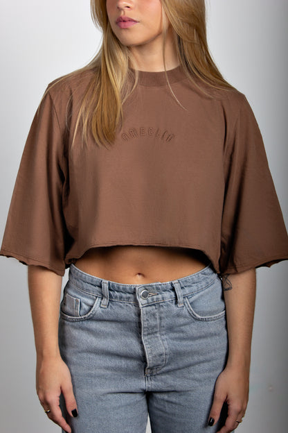 Cropped bordado Ameglia | Marrom